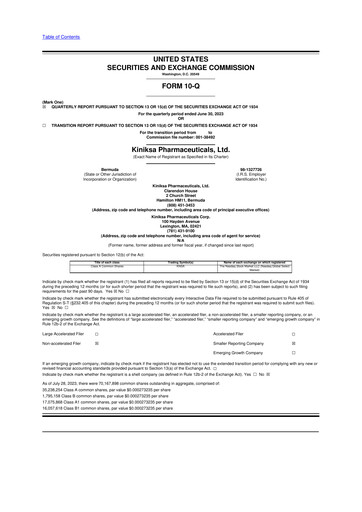 Thumbnail Kiniksa Pharmaceuticals
 10-Q Quarterly Report FY2023 