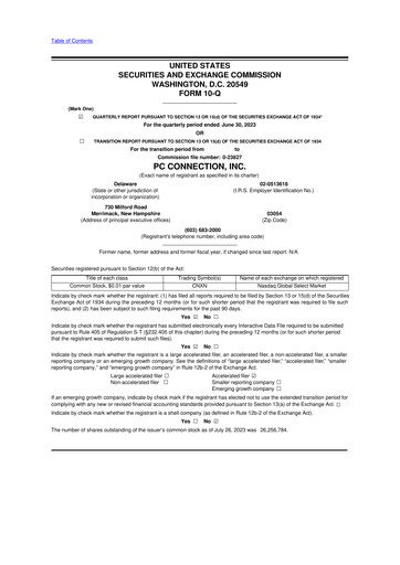 Thumbnail PC Connection
 10-Q Quarterly Report FY2023 