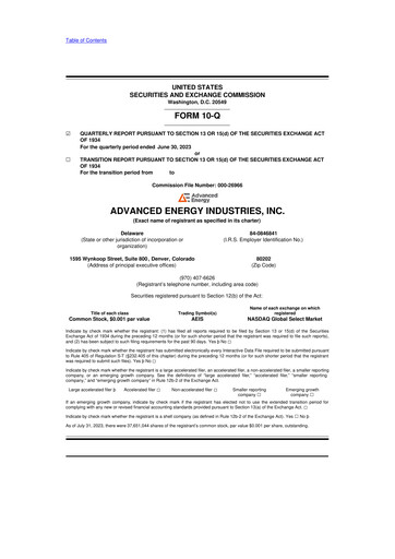 Thumbnail Advanced Energy 10-Q Quarterly Report FY2023 