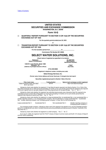 Thumbnail Select Water Solutions 10-Q Quarterly Report FY2023 