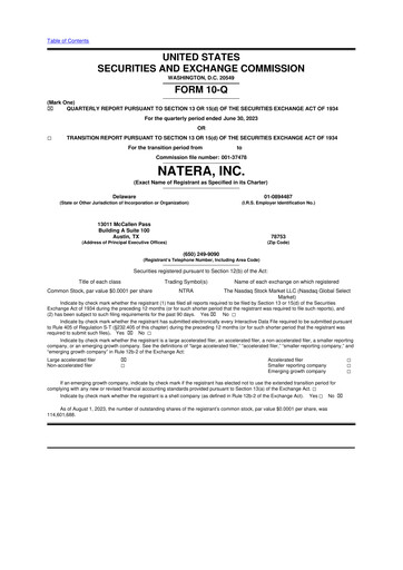 Thumbnail Natera 10-Q Quarterly Report FY2023 