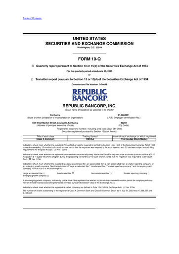 Thumbnail Republic Bank 10-Q Quarterly Report FY2023 