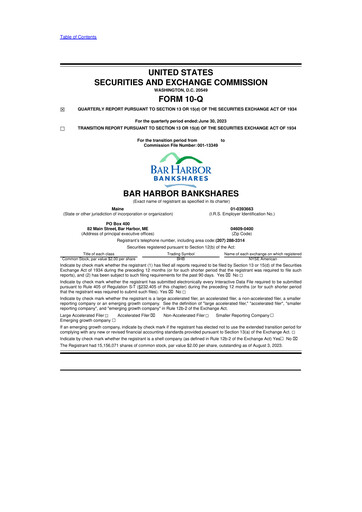Vorschaubild Bar Harbor Bankshares

 10-Q Quartalsbericht 2023 