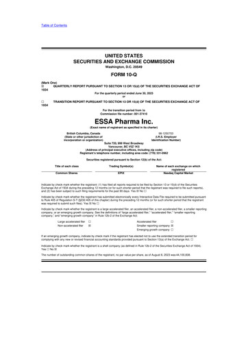 Vorschaubild ESSA Pharma 10-Q Quartalsbericht 2023 