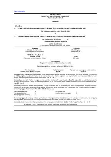 Thumbnail Nutex Health 10-Q Quarterly Report FY2023 