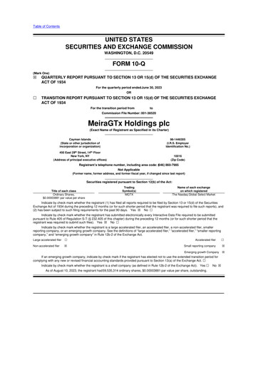 Vorschaubild MeiraGTx 10-Q Quartalsbericht 2023 
