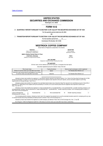 Vorschaubild Westrock Coffee 10-Q Quartalsbericht 2023 