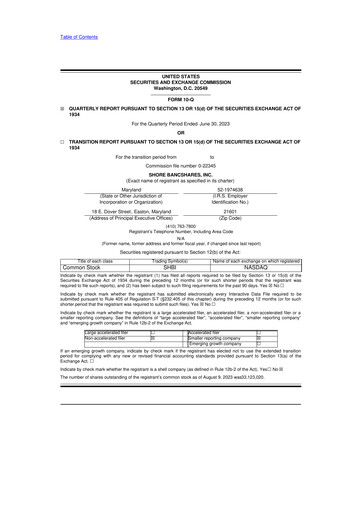 Thumbnail Shore Bancshares 10-Q Quarterly Report FY2023 