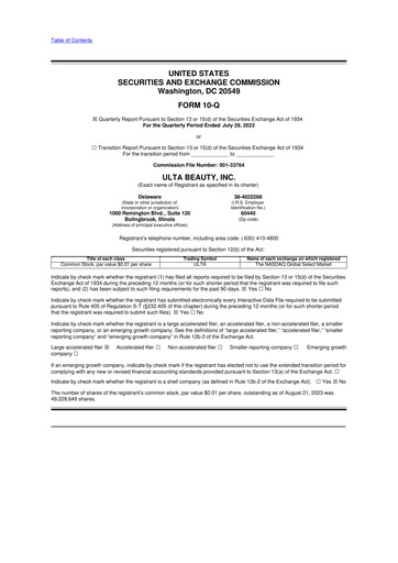 Thumbnail ULTA Beauty
 10-Q Quarterly Report FY2023 