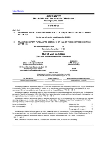 Vorschaubild St. Joe Company
 10-Q Quartalsbericht 2023 