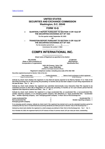 Thumbnail CompX International 10-Q Quarterly Report FY2023 