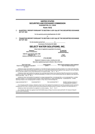 Thumbnail Select Water Solutions 10-Q Quarterly Report FY2023 
