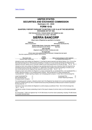 Thumbnail Sierra Bancorp
 10-Q Quarterly Report FY2023 