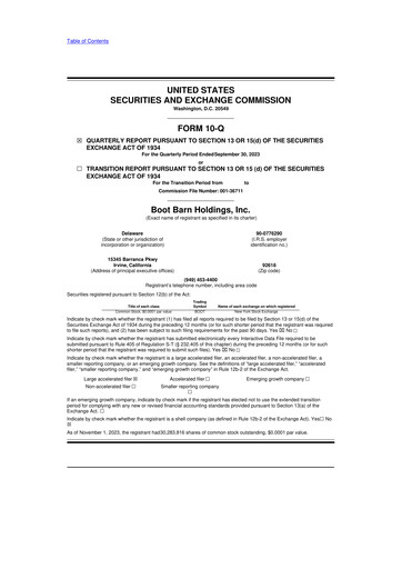 Thumbnail Boot Barn Holdings
 10-Q Quarterly Report FY2024 