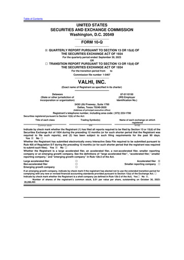 Thumbnail Valhi 10-Q Quarterly Report FY2023 