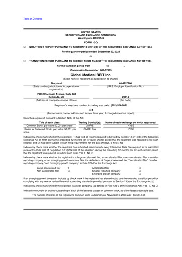 Thumbnail Global Medical REIT
 10-Q Quarterly Report FY2023 