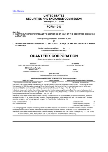 Miniature Quanterix 10-Q Rapport trimestriel 2023 