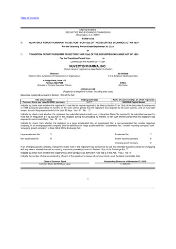 Miniature Nuvectis Pharma 10-Q Rapport trimestriel  