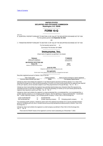 Thumbnail Immunome 10-Q Quarterly Report FY2023 