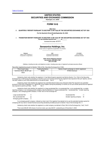Vorschaubild Senseonics Holdings
 10-Q Quartalsbericht 2023 