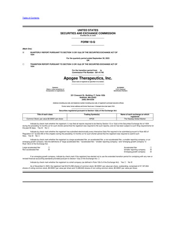 Thumbnail Apogee Therapeutics 10-Q Quarterly Report FY 