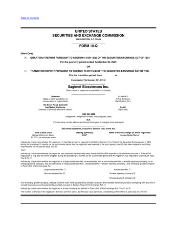 Thumbnail Sagimet Biosciences 10-Q Quarterly Report FY 