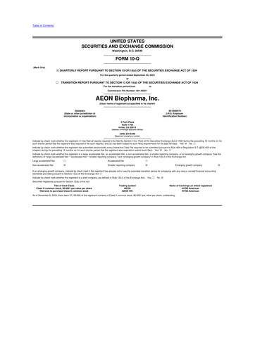 Thumbnail AEON Biopharma 10-Q Quarterly Report FY2023 