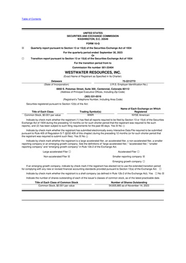 Thumbnail Westwater Resources
 10-Q Quarterly Report FY2023 