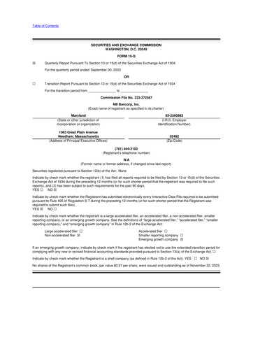 Thumbnail NB Bancorp 10-Q Quarterly Report FY2023 