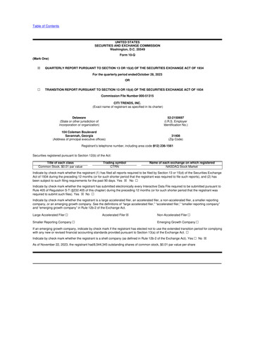 Thumbnail Citi Trends, Inc. 10-Q Quarterly Report FY 