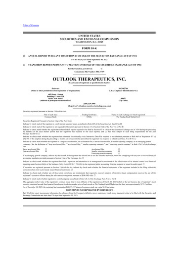 Vorschaubild Outlook Therapeutics
 10-K Jahresbericht 2023