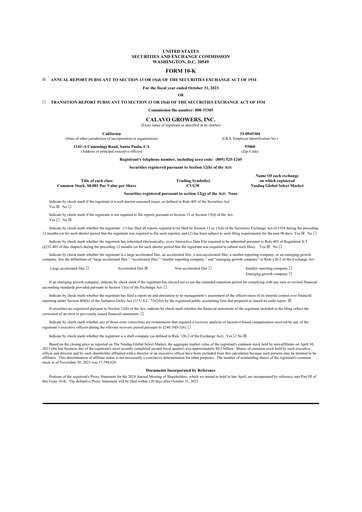 Thumbnail Calavo Growers
 10-K Annual Report 2023