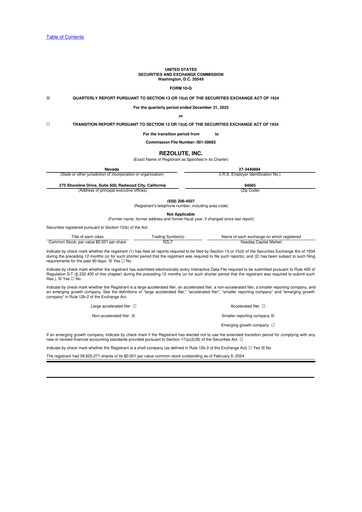 Thumbnail Rezolute 10-Q Quarterly Report FY 