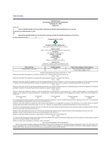 Thumbnail Waste Connections 10-K Annual Report 2023