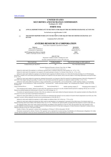 Thumbnail Antero Resources
 10-K Annual Report 2023