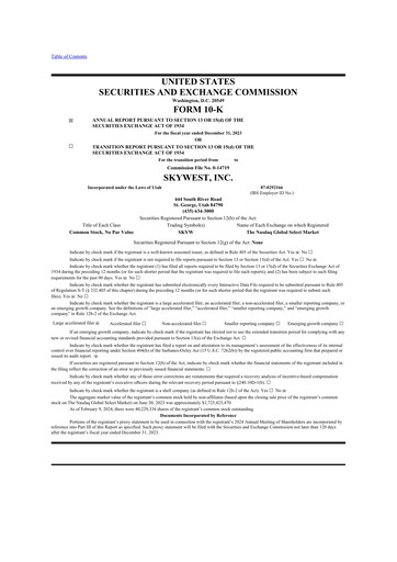 Thumbnail SkyWest 10-K Annual Report 2023