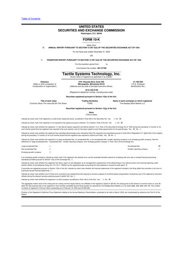 Thumbnail Tactile Medical 10-K Annual Report 2023