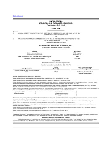Vorschaubild Harmony Biosciences 10-K Jahresbericht 2023