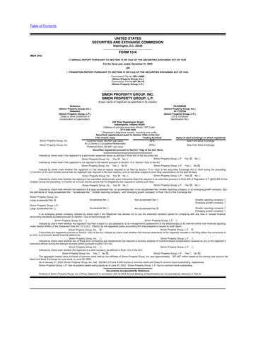 Vorschaubild Simon Property Group 10-K Jahresbericht 