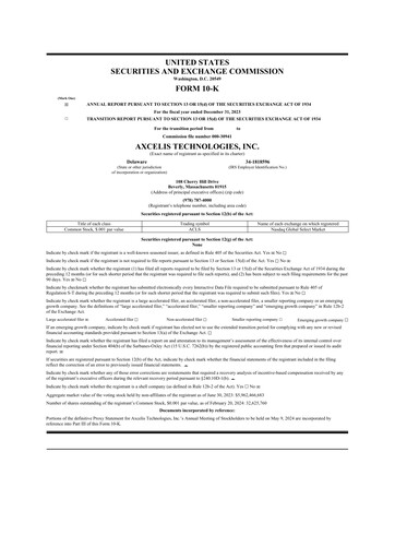 Thumbnail Axcelis Technologies
 10-K Annual Report 2023