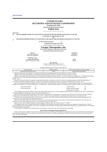 Thumbnail Voyager Therapeutics
 10-K Annual Report 2023