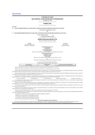 Thumbnail Kiniksa Pharmaceuticals
 10-K Annual Report 2023