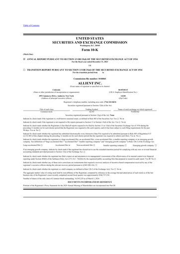 Thumbnail Allient 10-K Annual Report 2023