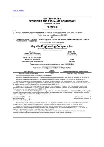 Thumbnail Mayville Engineering Company 10-K Annual Report 2023