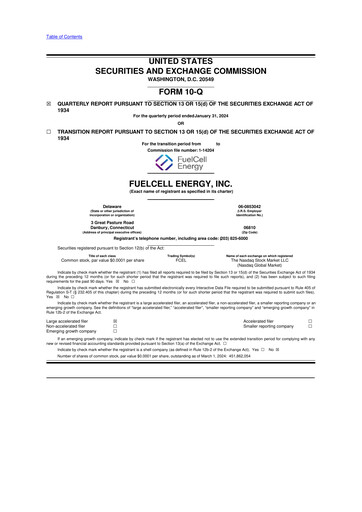 Thumbnail FuelCell Energy
 10-Q Quarterly Report FY2024 