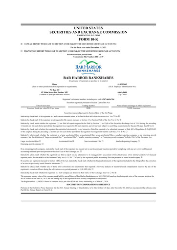 Thumbnail Bar Harbor Bankshares

 10-K Annual Report 2023