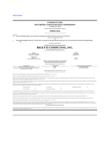 Miniature Rigetti Computing 10-K Rapport annuel 