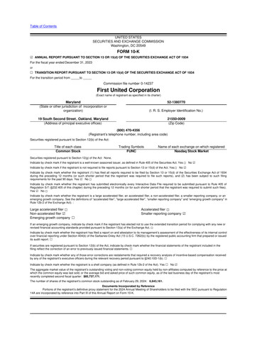 Thumbnail First United Corporation 10-K Annual Report 2023
