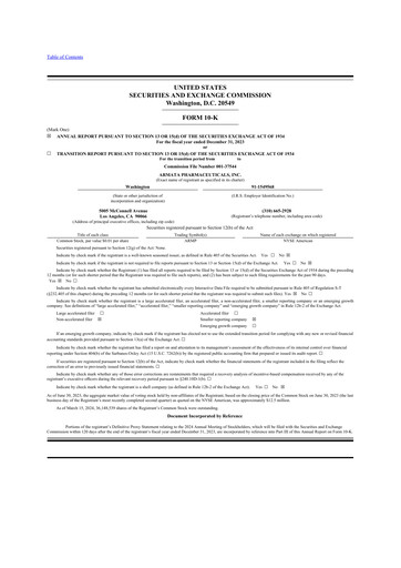 Vorschaubild Armata Pharmaceuticals 10-K Jahresbericht 2023