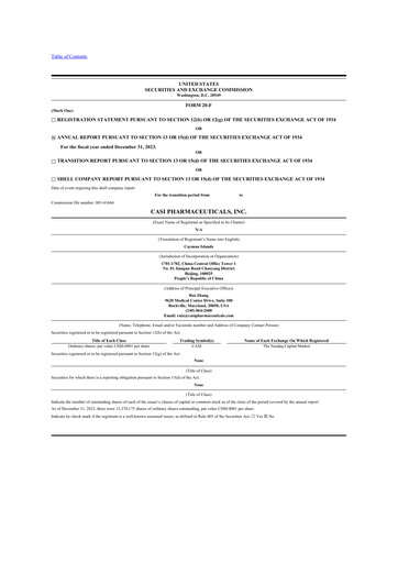 Thumbnail CASI Pharmaceuticals 20-F Annual Report 2023